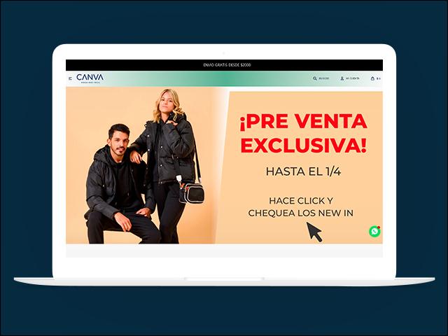 Vista del sitio de Canva Store