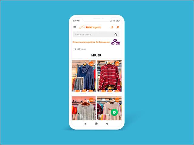 Vista del sitio de Komet Mayorista