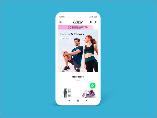 Vista del sitio de AMV Store