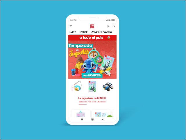 Vista del sitio de Miniso