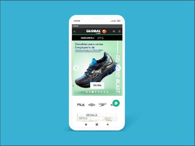 Vista del sitio de Global Sports