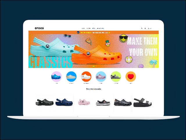 Vista del sitio de Crocs