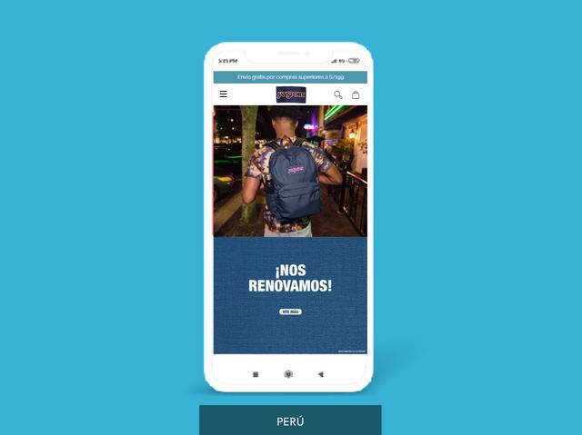 Vista del sitio de Jansport - Perú