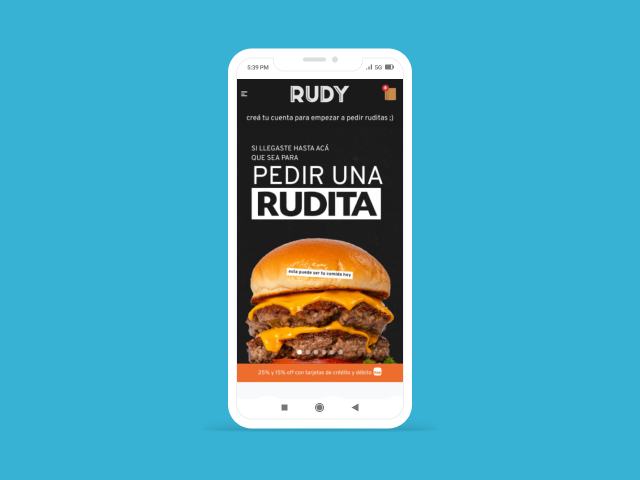Vista del sitio de Rudy Burgers